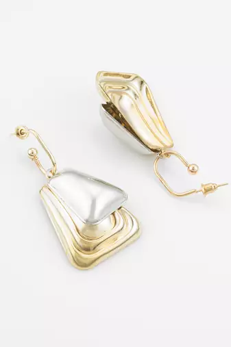 gold and silver plated geometric earrings 
