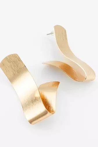 gold-plated sculptural twist earrings for women & girls