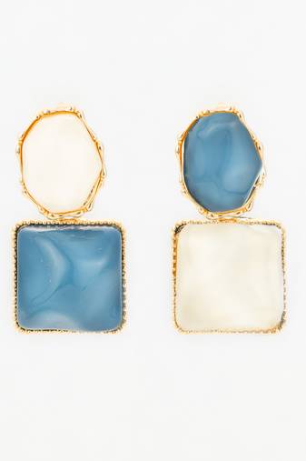 gold-plated asymmetric dual-stone stud earrings for women & girls