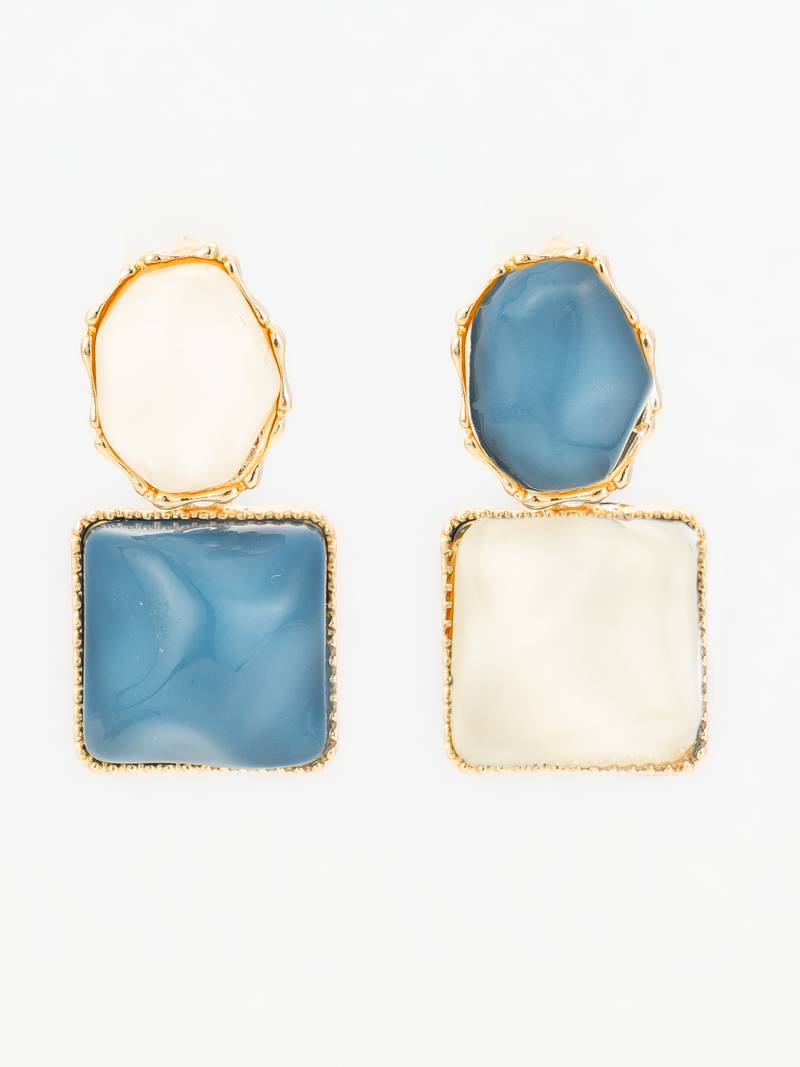 gold-plated asymmetric dual-stone stud earrings for women & girls