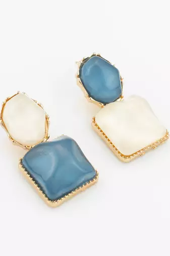 gold-plated asymmetric dual-stone stud earrings for women & girls