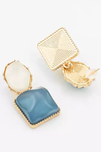 gold-plated asymmetric dual-stone stud earrings for women & girls
