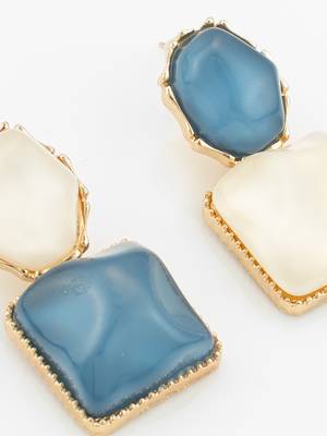 gold-plated asymmetric dual-stone stud earrings for women & girls 4
