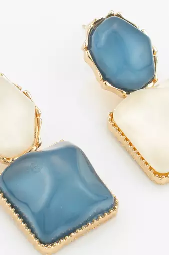 gold-plated asymmetric dual-stone stud earrings for women & girls