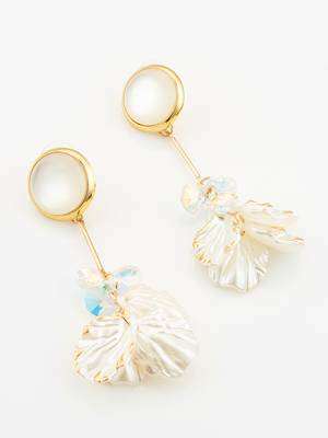 crystal bloom long leaf earrings in gold finish 2