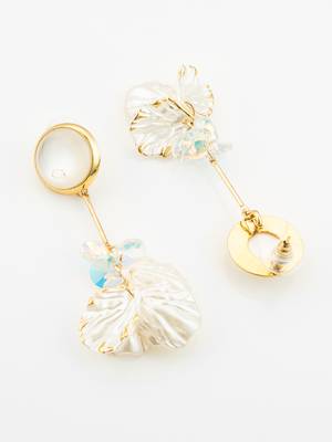 crystal bloom long leaf earrings in gold finish 3