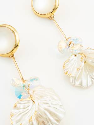 crystal bloom long leaf earrings in gold finish 4