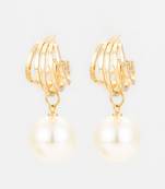pearl hoop statement earrings