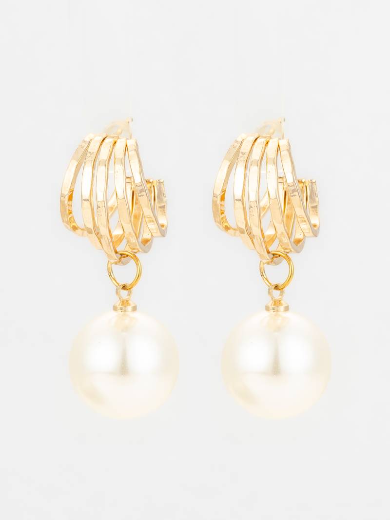 pearl hoop statement earrings