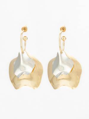 gold & silver textured dual metal modern statement earrings 1