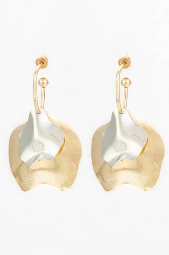 gold & silver textured dual metal modern statement earrings