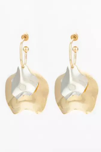 gold & silver textured dual metal modern statement earrings