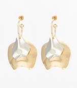gold & silver textured dual metal modern statement earrings