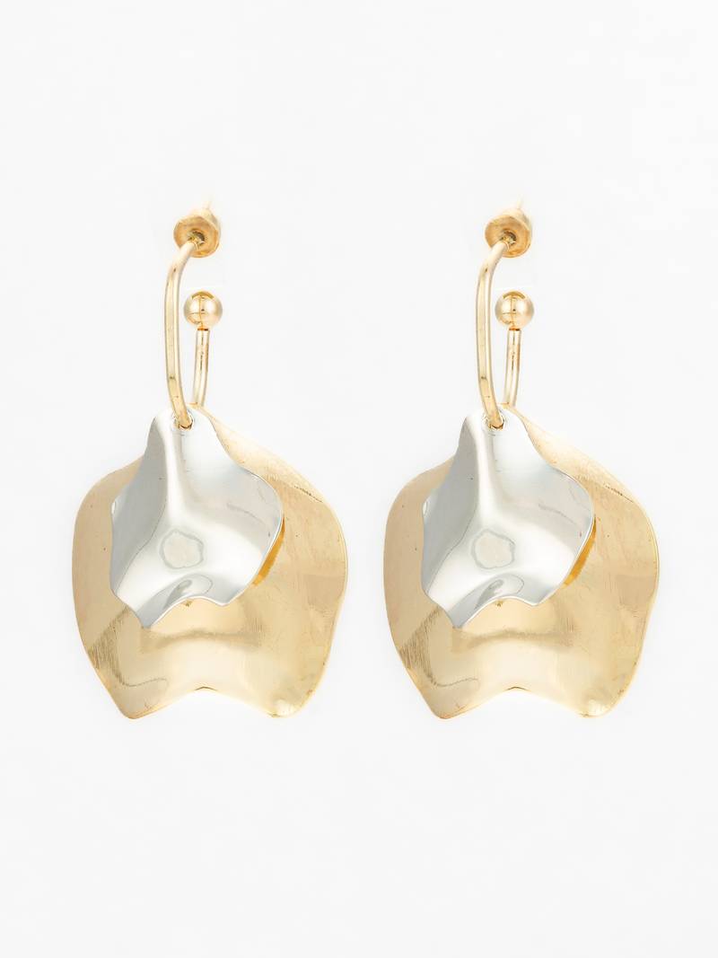 gold & silver textured dual metal modern statement earrings