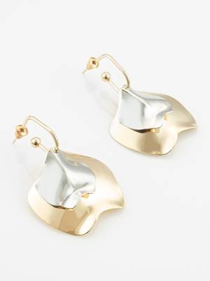 gold & silver textured dual metal modern statement earrings 2
