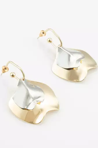 gold & silver textured dual metal modern statement earrings
