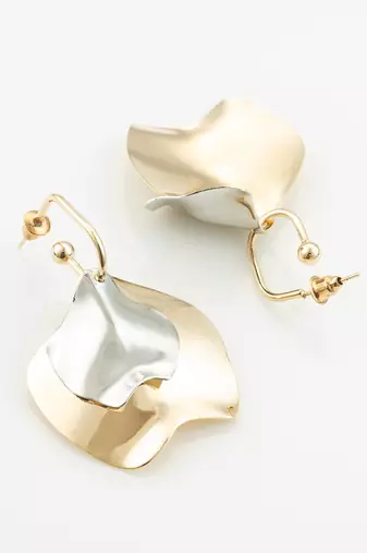 gold & silver textured dual metal modern statement earrings