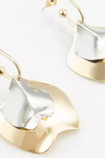 gold & silver textured dual metal modern statement earrings