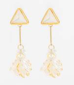 triangle stud leaf drop earrings