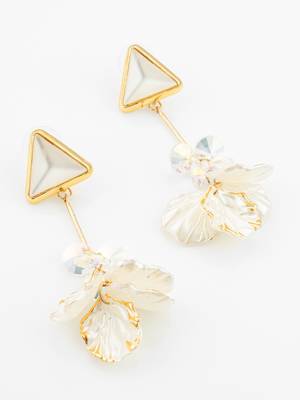 triangle stud leaf drop earrings 2