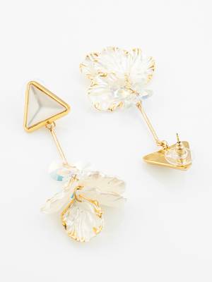triangle stud leaf drop earrings 3