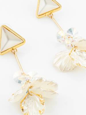 triangle stud leaf drop earrings 4