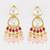 gold plated kundan & pink beaded chandbali earrings for women and girls