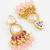 gold plated kundan & pink beaded chandbali earrings for women and girls