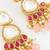 gold plated kundan & pink beaded chandbali earrings for women and girls