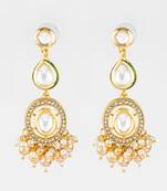 gold plated kundan pearl beaded traditional earrings for women & girls