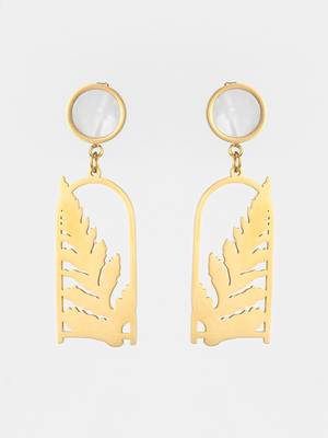gold plated matte leaf cutout statement earrings 1