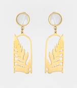 gold plated matte leaf cutout statement earrings