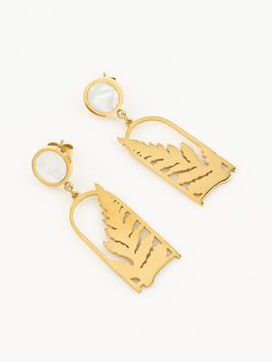 gold plated matte leaf cutout statement earrings 2
