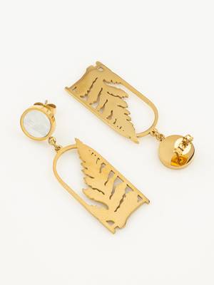 gold plated matte leaf cutout statement earrings 3