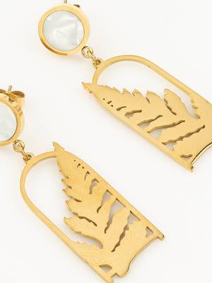 gold plated matte leaf cutout statement earrings 4