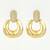 gold plated glossy dome hoop earrings with american diamond studded top
