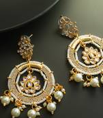 gold plated kundan and pearl dangler earrings for women & girls