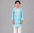 Aqua blue printed cotton silk kurta set