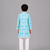 Aqua blue printed cotton silk kurta set