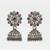 oxidised silver plated floral stud jhumka earrings with multicolor stones