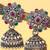oxidised silver plated floral stud jhumka earrings with multicolor stones