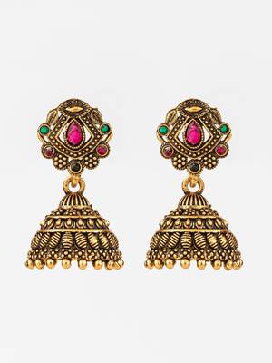 gold plated traditional jhumka earrings for women & girls 2
