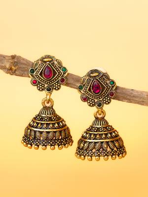 gold plated traditional jhumka earrings for women & girls 3