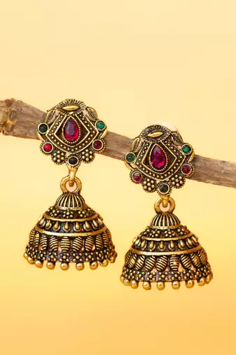 gold plated traditional jhumka earrings for women & girls