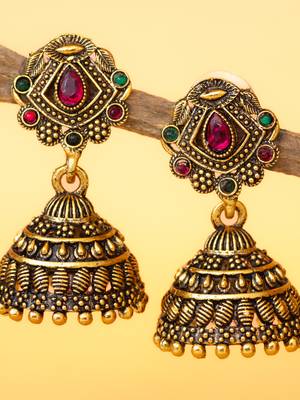gold plated traditional jhumka earrings for women & girls 1