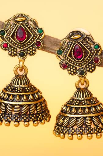 gold plated traditional jhumka earrings for women & girls