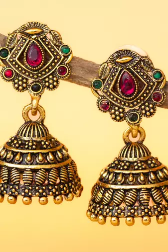 gold plated traditional jhumka earrings for women & girls