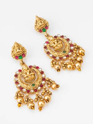 lakshmi temple chandbali earrings with kundan stones 2