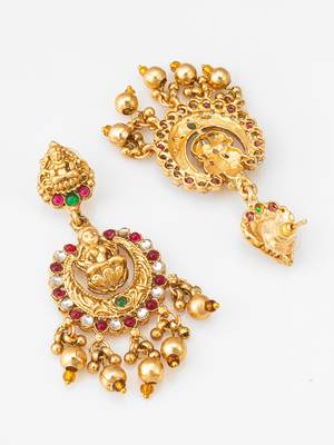lakshmi temple chandbali earrings with kundan stones 3