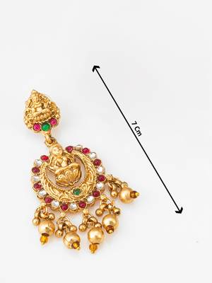lakshmi temple chandbali earrings with kundan stones 4